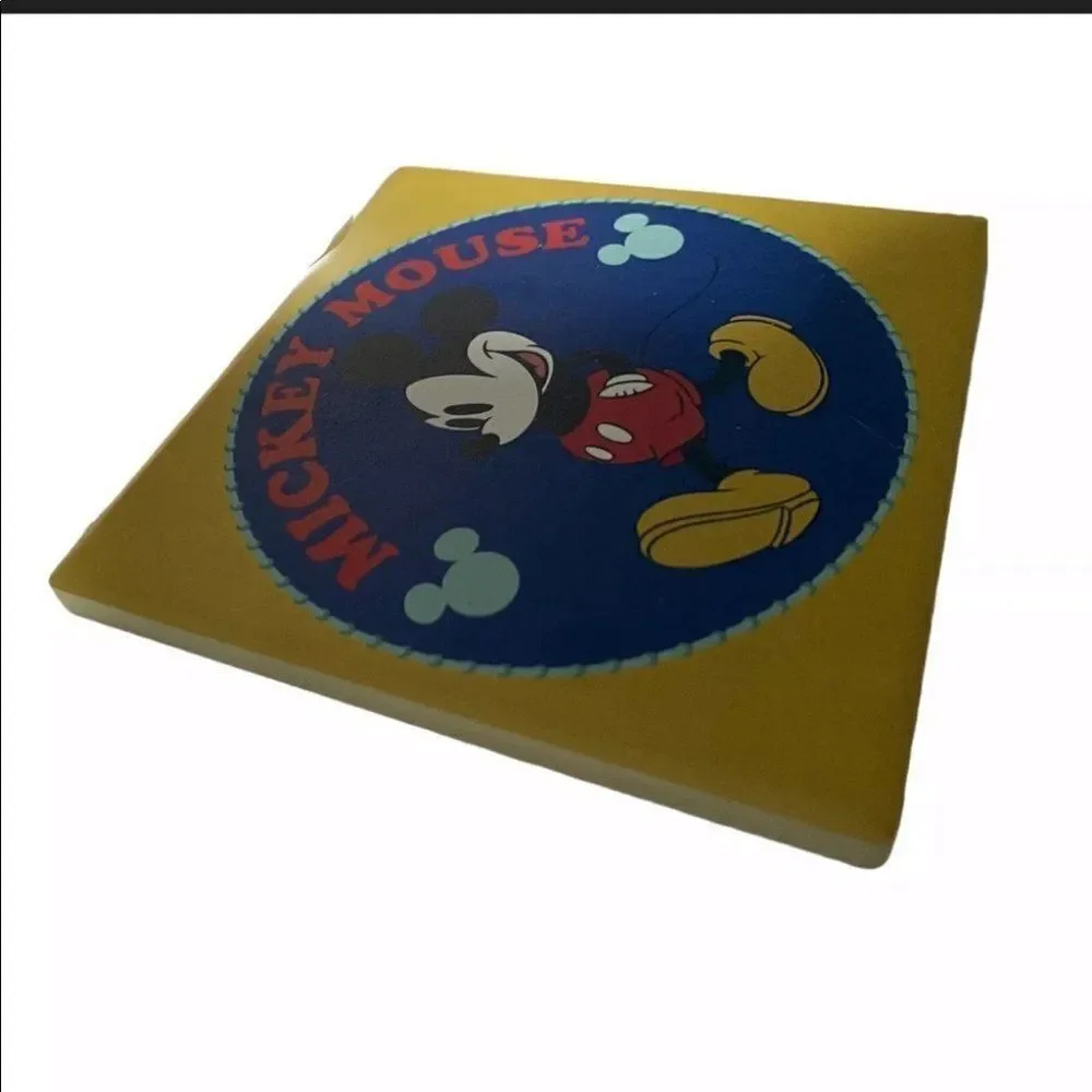 Disney Mickey Mouse Retro 4 Pc Coaster Square Coffee Table Decor‎ Accent Ears